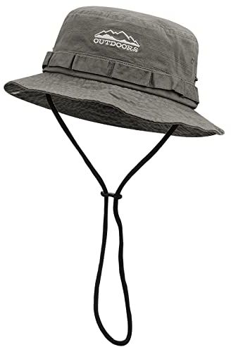 CLAPE Baumwolle Fischerhut UV Schutz Sonnenhut Sonnenhüte mit Kinnband Faltbar Boonie Hat Outdoor Buschhüte Winddicht Wanderhut Gartenhut Breite Krempe Sommerhut