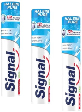 SIGNAL - Zahnpasta für Atem - 12 Stunden frischen Atem - gereinigter Mund - 95% Inhaltsstoffe natürlichen Ursprungs - 100 ml (Packung mit 3)