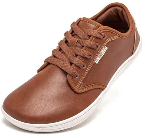 HOBIBEAR Unisex Wide Barefoot Shoes for Mens Womens Minimalist Sneakers Zero Drop Shoes Lightweight Comfortable (Brown,13 UK)