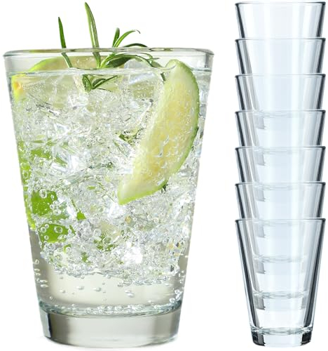 KADAX Trinkgläser, Cocktailgläser aus robustem Glas, Spülmaschinenfeste Longdrinkgläser, Universalgläser, Getränkegläser für Wasser, Saft, Drinks oder Whisky (8 x 170 ml)