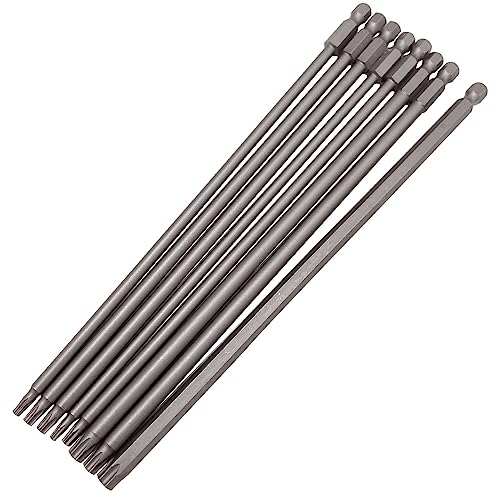 Saipor Jeu de 8 Embout Torx Long 200mm Hex Tige Tamper Proof Tournevis Torx Embouts Magnétiques T8, T10, T15, T20, T25, T27, T30, T40 pour Tournevis et Visseuse électrique