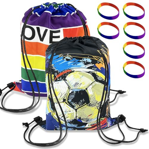 GZqiancang Lot de 2 sacs de gym arc-en-ciel Gay avec 6 bracelets arc-en-ciel en silicone pour salle de gym, sport, yoga, danse, voyage, camping, Couleur, M