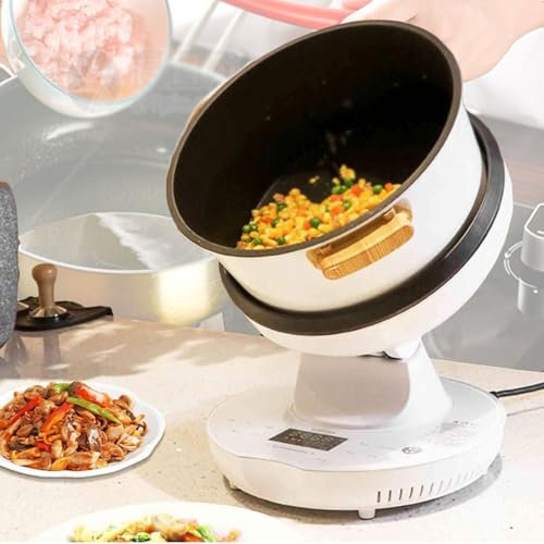 Machine à sauter multifonction 8 L, machine de cuisson automatique 2000 W, mode autonettoyant, trois vitesses réglables, 7 modes de cuisson, marmite rotative à 360° et chauffage 3D, pour restaurant