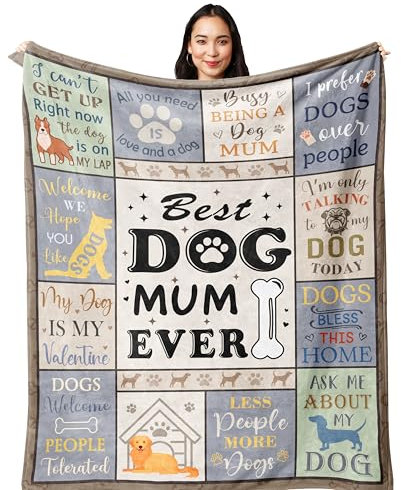Yesbird Geschenk für Hundemutter, Hundeliebhaber, Geschenke für Frauen, beste Hundemütter, Hunde-Geschenke für Frauen, Hundebesitzer-Geschenke, Decke mit Hundemotiven, 150 x 130 cm