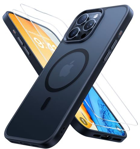 Miracase Magnetic for iPhone 16 Pro Max Case [Compatible with MagSafe] [Includes 2 Screen Protectors] Military-Grade Protection, Anti-Fingerprint, Slim Phone Cover for iPhone 16 Pro Max 6.9'' - Black