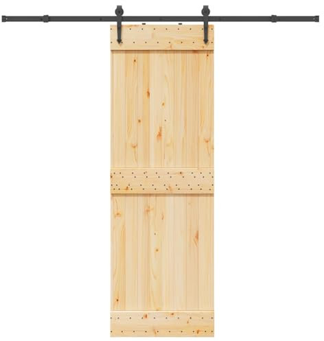 vidaXL Puerta corredera con herrajes madera maciza de pino 70x210 cm