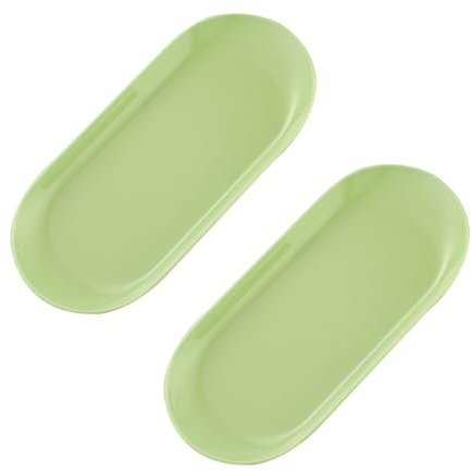 23 * 9.5cm Oval Plastic Tray, 2Pcs Decorative Storage Tray, Plastic Organizer Plate, Green