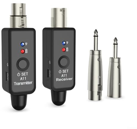 HomeVortex Adattatore per microfono, trasmettitore e ricevitore XLR wireless da 2,4 GHz, sistema di trasmissione audio wireless con microfono ABS
