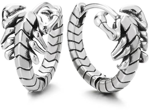 Herren Edelstahl Skorpion Hoffe Ohrringe, Huggie Ohr Manschette Ohrringe, Gotischen Biker Punk Schmuck