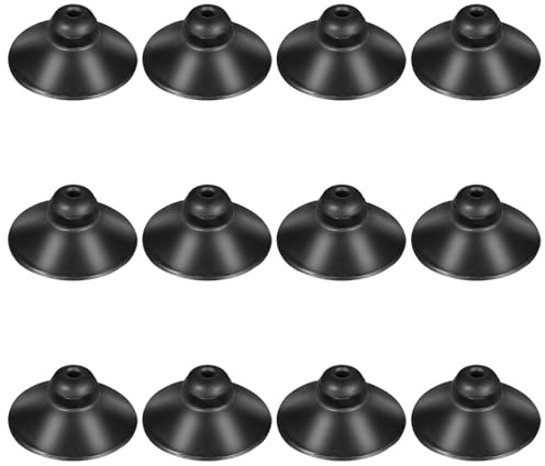 12Pieces Fish Tank Suction Cup Clips 28mm Dia Soft Plastic Small Rubber Suction Cup Black Aquarium Camp Clip Tank Attachments for Tanks Pump Aeration Setup Overhead Line Tube Organization Decoration