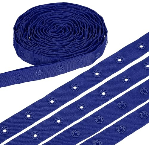sourcing map 8 Yard Snap Button Tape, Polyester Plastic Snap Button Trim, Sewing Press Stud Ribbon Replacement for DIY Craft Clothes Fabric Sewing, Blue