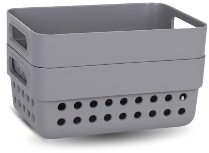 PARENCE.- Set mit 2 kleinen Aufbewahrungskörben aus Kunststoff – Mehrzweckkörbe 350 ml, 12 x 7,5 x 5 cm, Küche, Bad, Büro, praktischer Organizer