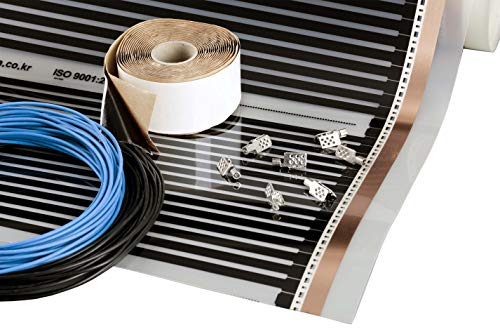 Infrarot Heizfolie Set 3-25m², 150-220W/m², 230V, Folienbreite 50, 80, 100cm - Laminatböden, Gipskarton, Mehrschichtparkett | Fußbodenheizung, Wandheizung, Deckenheizung (150W/m²,25m², FBr `80cm)
