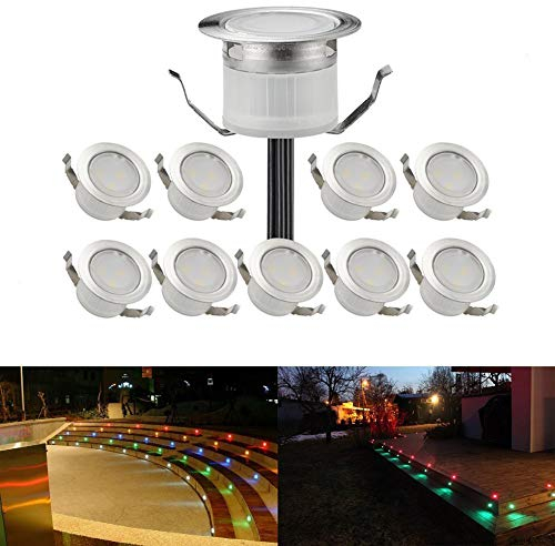 10er RGB LED Einbaustrahler led Bodeneinbauleuchte IP67 wasserdicht Ø30mm 0.5W led Einbauleuchte Terrasse Küche Garten Lampe