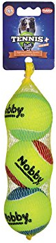 Nobby Tennisball mit Squeaker, M: 6,5 cm, 1 Netz (1 x 3 Stück)