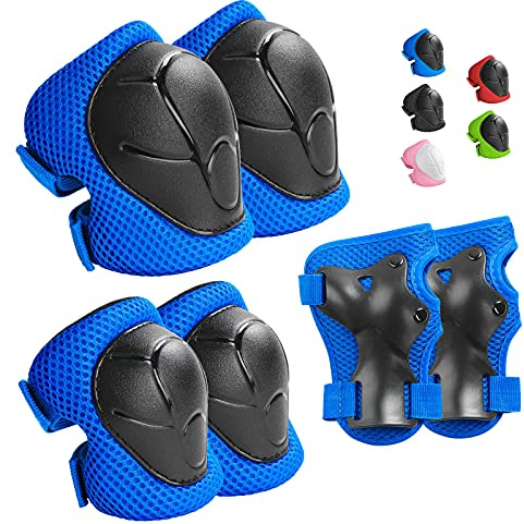Kids Protective Gear Set Wemfg Knee Pads for Kids 3-8 Years Toddler Knee and Elbow Pads with Wrist Guards 3 in 1 for Skating Cycling Bike Rollerblading Scooter(Blue)