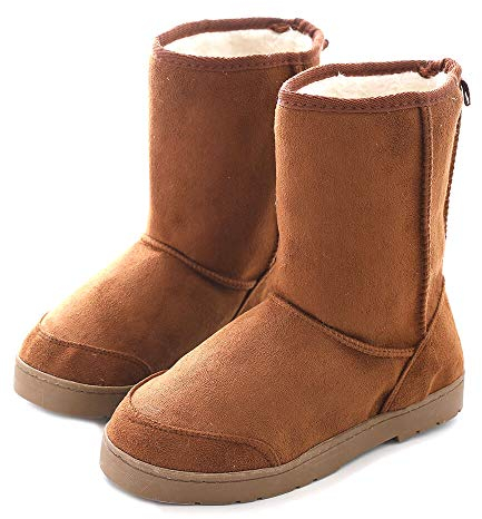 Mocassini alti da uomo con frange stivaletti invernali in camoscio lungo stivali da neve scarpe da casa (M US 8-9 EU 43, marrone)