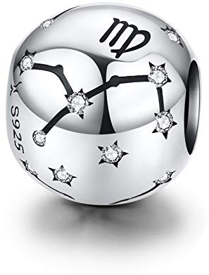 LaMenars Damen 12 Konstellationen Sternzeichen Stern Bead Charms 925 Sterling Silber Anhänger für Pandora, Chamilia & European Charm Armbänder & Halsketten (die Jungfrau: 8.23-9.22)