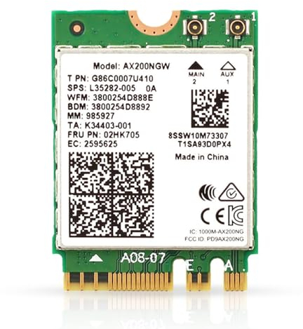 HighZer0 Electronics AX200 WiFi 6 Adapter | Dual-Band 802.11ax M.2 WiFi Card for PC | Up to 2.4 Gbps | No vPro | Supports Bluetooth 5.2 & Intel, AMD, Windows 10/11, Linux AX200NGW (AX200)