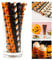 50pcs Halloween Decorations Paper Straws, Black Orange Drinking Straws in Stripes/Ghost/Pumpkins/Bats/Skulls/Spider Web Pattern for Halloween Party Home Bar Table Decor Crafts DIY, Biodegradable