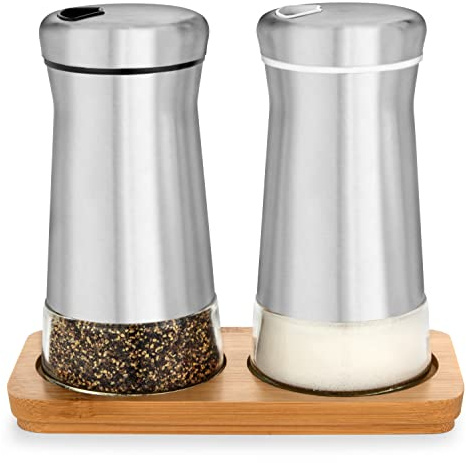 Pepper Shaker or Salt Shaker with Adjustable Pour Holes - Elegant Stainless Steel Spice Dispenser - Perfect for Himalayan, Table Salt, White and Black Pepper… (2)