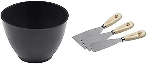 Connex Gipsbecher Ø 120 x 85 mm - schwarz + Meister Malerspachtelsatz 3-teilig - 40 mm, 60 mm & 80 mm