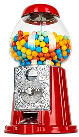 Ebuzz Máquina de chicles de metal de 11 pulgadas – Dispensador de dulces de chicle que funciona con monedas – Vending Vintage Retro Candy Kid Masticar Piggy Bank Adulto Clásico Jellybean Bubble Gum