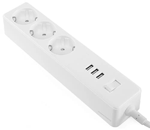Suinga Steckdosenleiste - 3 VDE Steckdosen mit Erdung und 3 USB-Anschlüssen > Maximale Leistung 2300 W