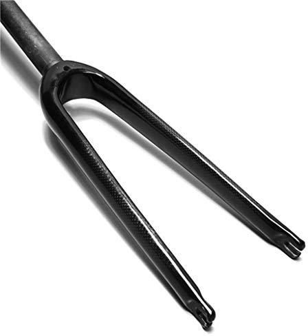 QHY Fourche De Vélo BMX Pliable 14/16/18/20 Pouces Fourche Avant De Vélo en Fibre De Carbone Frein en V 28,6mm Modèle 3K Ultra Léger 380g 1-1/8 Fourche Rigide QR (Color : Bright Black, Size : 20'')