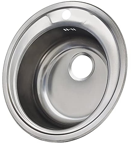 Spülbecken Küchenspüle aus Edelstahl Rund K48 Einbauspüle mit Abtropffläche mit Siphon reversibel korrosionsbeständig und pflegeleicht X