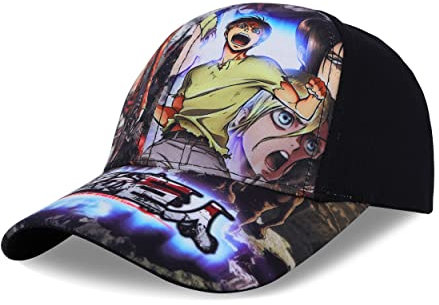 Roffatide Anime Attack on Titan Baseballkappe mit Eren Jaeger Ackerman gedruckt Survey Corps einstellbar Baumwolle Mesh Back Dad Hat