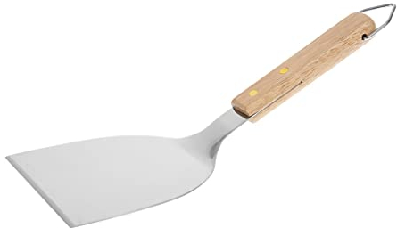 RUECAB - Spatules pour barbecue, Ensembles d'ustensiles pour barbecue - Spatule large pour plancha INOX, grattoir large pour plancha INOX - Manche en bois d'Acacia - Longueur : 32cm 001543