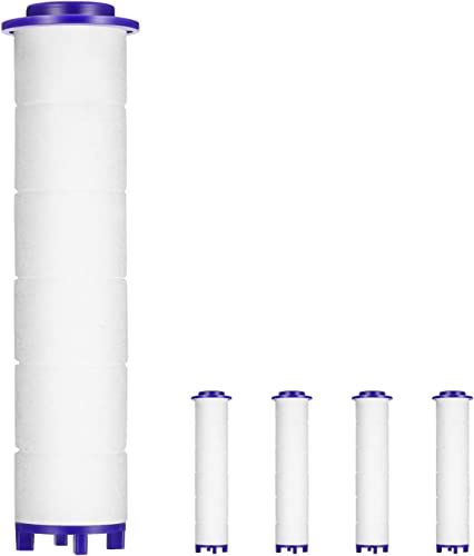 Woukksy Lot de 5 cartouches filtrantes de rechange, pour pommeau de douche, en coton, pour douchette, adoucit l'eau dure, élimine le chlore et le fluorure, 8 x 2,4 cm