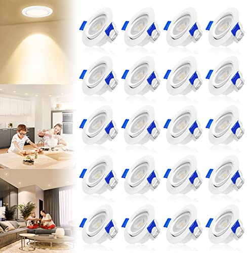 HENGMEI Einbaustrahler LED Spots Ultra flach Deckenspots LED Modul Einbauleuchten Flach Einbauleuchte für Badezimmer Wohnzimmer, 20er Set,5W,Warmweiß