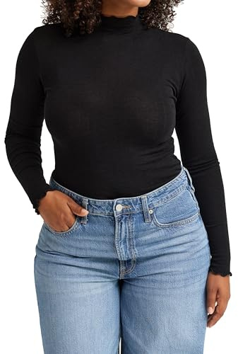 Dilling Damen Pointelle Shirt mit Stehkragen aus Merinowolle/Seide