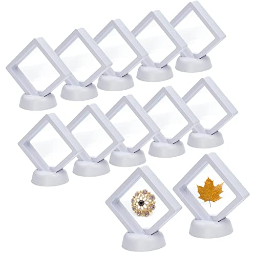 EdirFtra 12Pcs 3D schwebender Fotorahmen-Schaukasten Schmuckkasten, transparenter Fotorahmen-Schaukasten Münze, Schmuck, Medaille, Edelstein-Schaukasten,B