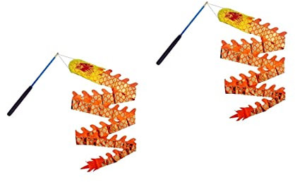 Toyvian 2 Ensembles Ruban De Danse du Dragon De Ruban De Dragon De Gymnastique De Papier Chinois Long Banderole Chine Faire Tourner Polyester