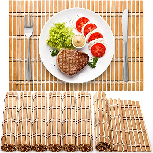 Coloch Lot de 8 sets de table en bambou naturel, rustiques, antidérapants et résistants à la chaleur pour cuisine, salle à manger, protection de table