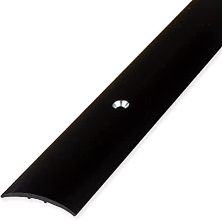 PROVISTON | Profilé de transition | Aluminium anodisé | Noir | Largeur 28 mm | Hauteur 1,5 mm | Longueur 2700 mm | Percé | Rail de transition | Barre de transition | Profil de sol | Barre de