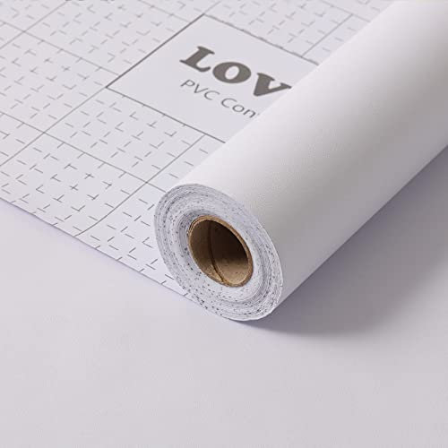 Papier peint blanc – Papier peint à décoller et à coller – Papier peint blanc mat – Papier peint autocollant et amovible pour armoires, doublures de support, table et porte