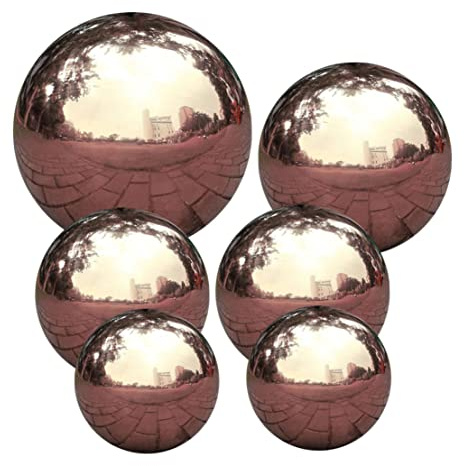 Hilai Gazing Balls, Stainless Steel Garden Sphere Ball Mirror Polished Hollow Ball for Home Garden Ornament Decorations 6PCS
