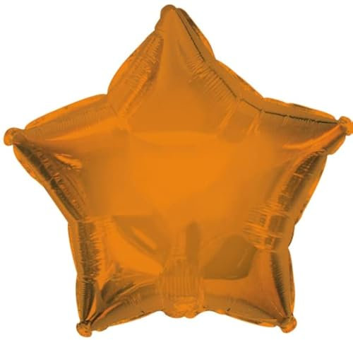 Solide einfarbige Folienballons, Sternform, rund, 43 cm, geeignet für Luft- und Helium-Party-Dekoration (Orange, Stern)
