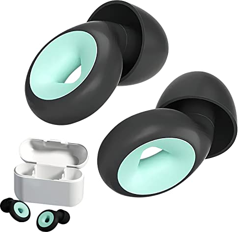 TNSLAND Bouchons d’Oreilles pour Dormir - 1 Paire Bouchons Anti Bruit 27dB, Protection Auditive en Silicone Réutilisable, Bouchons d’Oreilles pour le Sommeil Travail Concerts étudier, Noir Vert