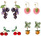 Hoshisea 4 Paar Süße Mode Obst Ohrringe, Obst Baumeln Ohr, Simulation Obst Ohrringe, Kirsche Ohrringe, für Brauthaarzubehör, Geburtstagsfeier, Tägliche Abnutzung