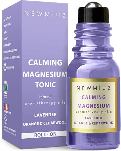 Beruhigender Magnesium-Roller mit Lavendel, Orange und Zedernholz ätherischem Öl - Entspannende Aromatherapie für Selbstpflege und Entspannung