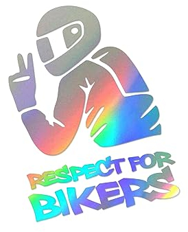 Respect for Bikers | Motorradfahrer Motorradzubehör Biker Chopper Winterauto Bikerzubehör Motorradgadget Tuning Autoaufkleber Aufkleber fürs Auto Quad Motorrad Sport Edition (oilslick Hologrammfolie)