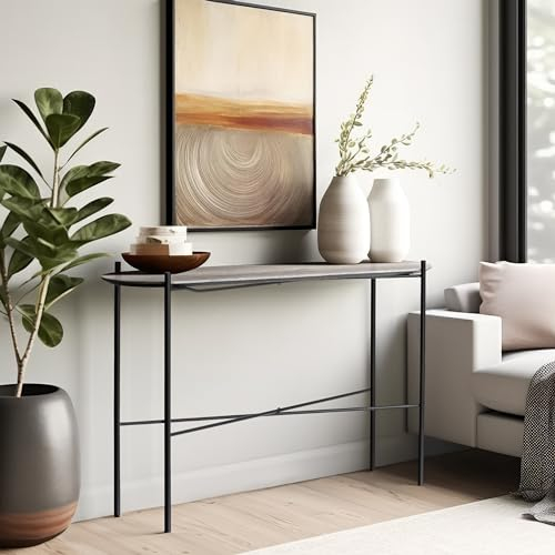 Artemis Konsolentisch 100x31x70cm - Flurtisch mit Weißer Eichendekorplatte
