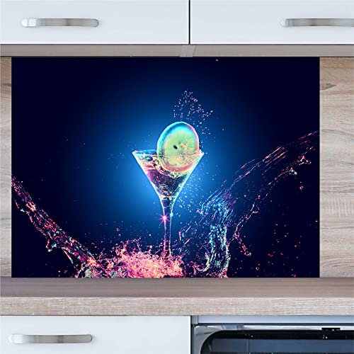 INDIGOS UG Küchenrückwand - Cocktail - 100x60 cm ESG Echtglas Bedruckt - mit Bild - Motiv - Küche - Rückwand - Glasplatte - Spritzschutz - Herd - Ofen