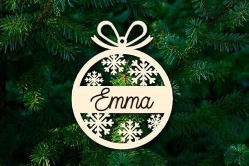 Palline Legno Natale Ciondoli Natalizi in Legno per Albero di Natale, Ornamenti Addobbi Decorazioni Legno Albero di Natale, con Spago pallina di natale con nome personalizzata