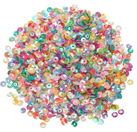 QUARKZMAN Lose Pailletten 4MM Glitzer Pailletten 3000 Stück Becher-Pailletten Stickerei-Pailletten für Schmuckherstellung Basteln Nähen, Mehrfarbig